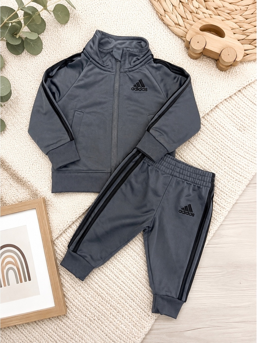 Adidas Baby 3 Months Gray Track Suit Polyester